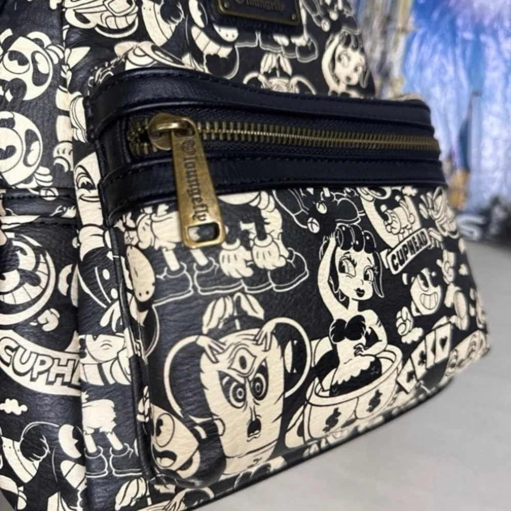 HEART LOGO Cuphead Loungefly mini backpack RARE - Picture 3 of 8